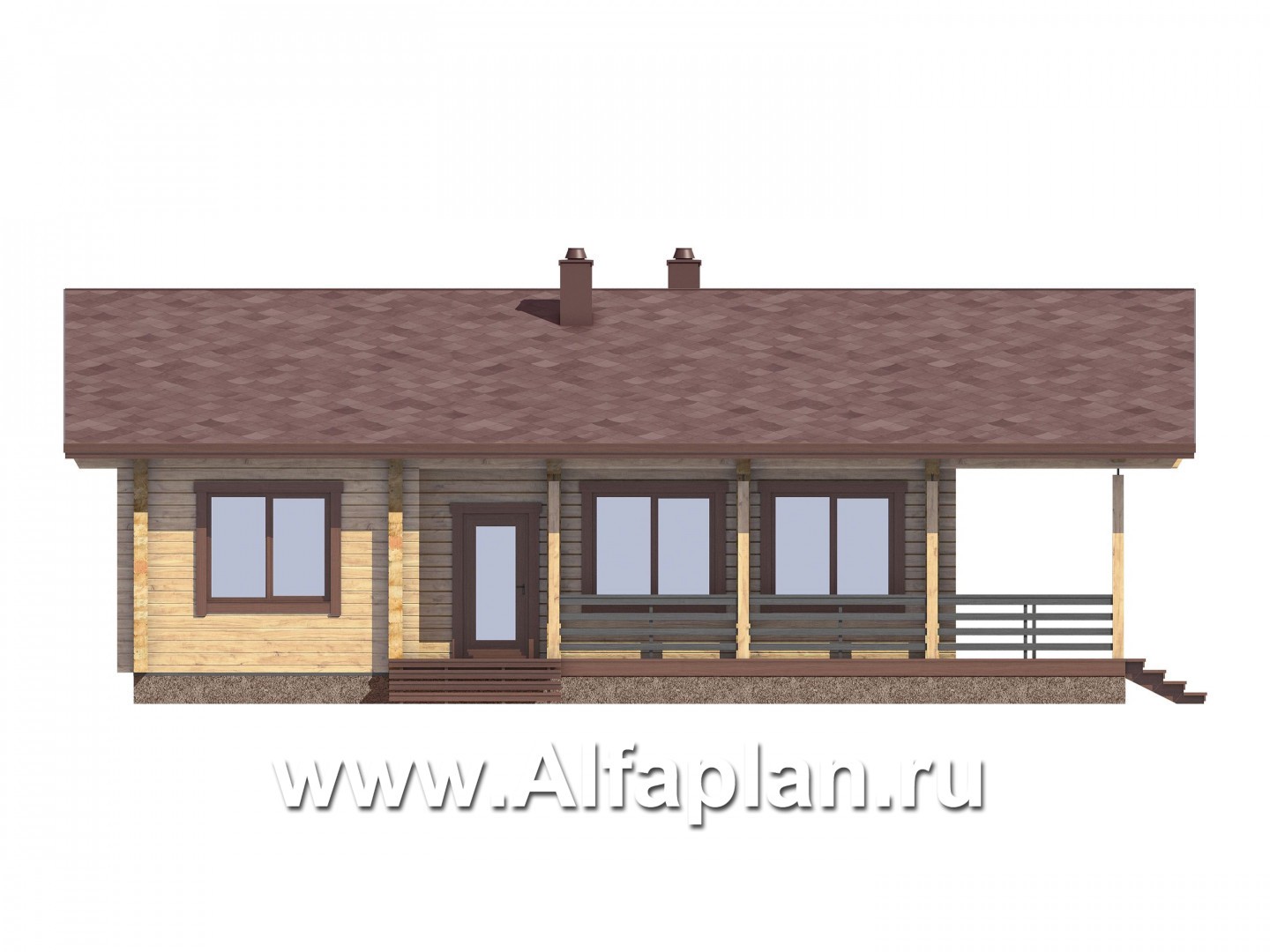 Проекты домов Альфаплан - Проект  современной дачи с большой угловой террасой - изображение фасада №2