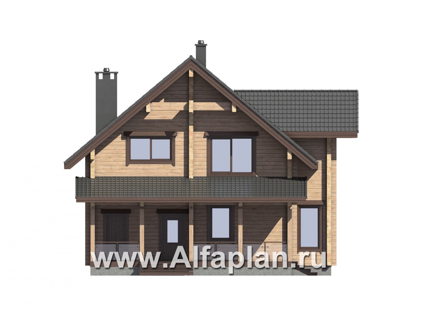 Проекты домов Альфаплан - Проект современного дома из бруса с удобной планировкой - изображение фасада №4