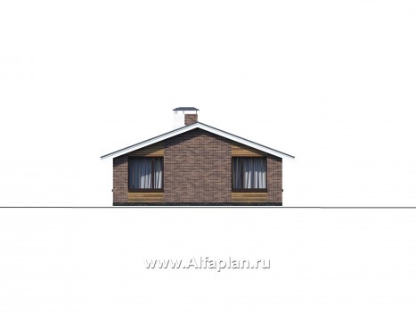 Проекты домов Альфаплан - «Эвтерпа» - одноэтажный дом с  тремя спальнями для узкого участка - превью фасада №1