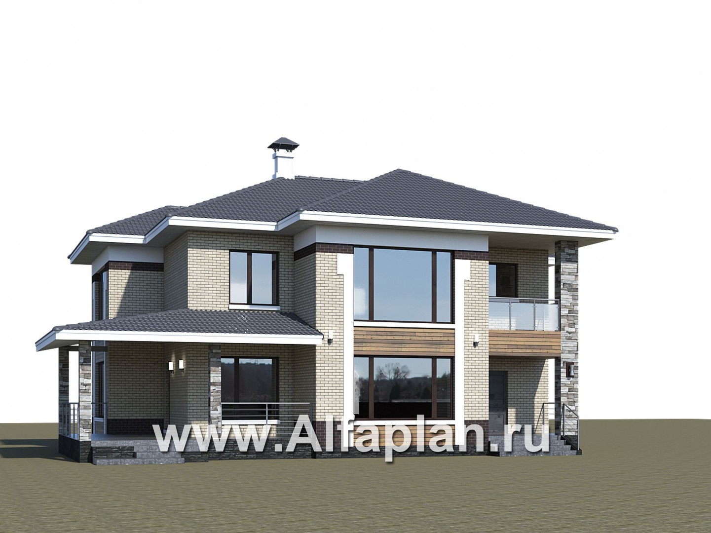 Проекты домов Альфаплан - «Фрида» - проект современного двухэтажного дома с удобной планировкой - дополнительное изображение №1