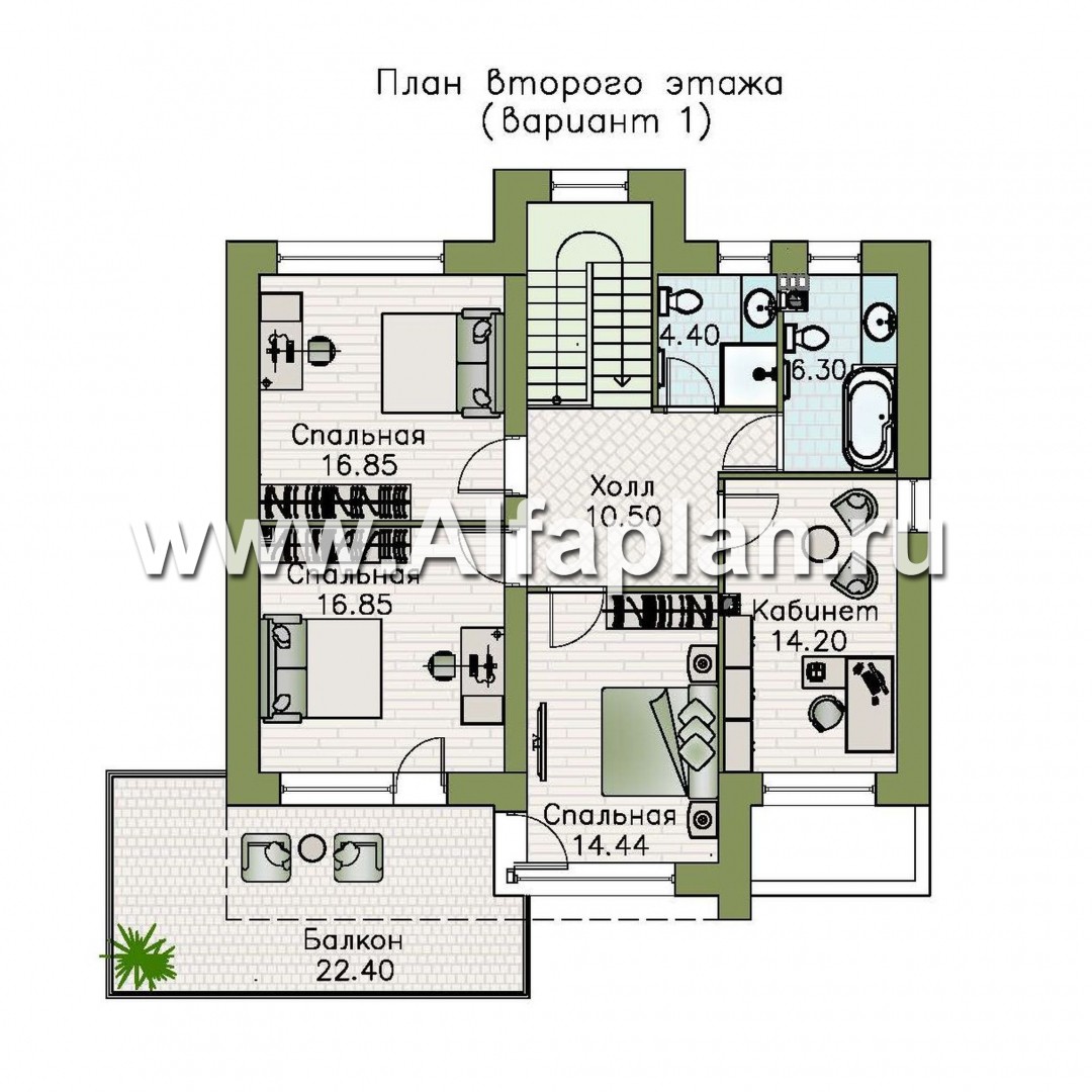 «Серотонин» - проект двухэтажного дома, в современном стиле хай-тек, с террасой и балконом - план дома