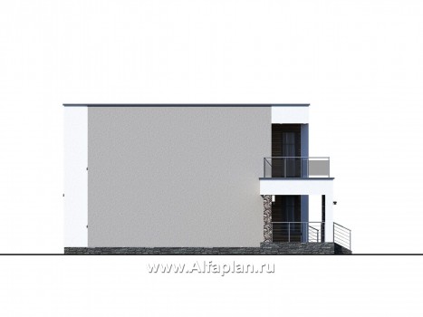 «Серотонин» - проект двухэтажного дома, в современном стиле хай-тек, с террасой и балконом - превью фасада дома