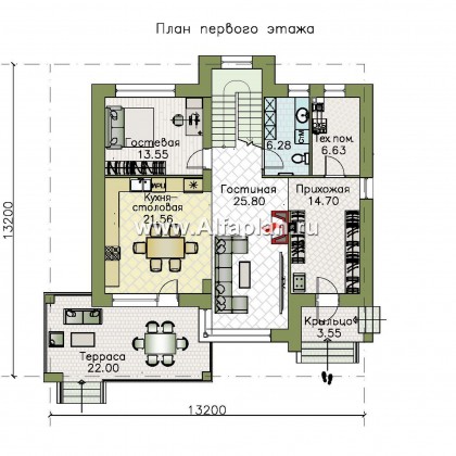«Серотонин» - проект двухэтажного дома, в современном стиле хай-тек, с террасой и балконом - превью план дома