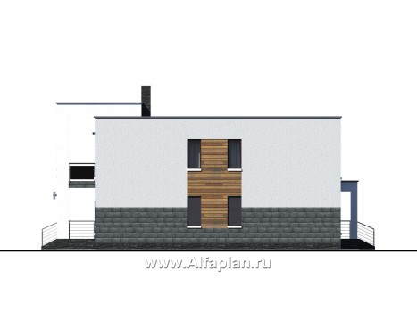 Проекты домов Альфаплан - «Футура» - современный двухэтажный дом с плоской кровлей - превью фасада №3