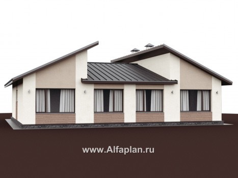 Проекты домов Альфаплан - «Стрельна» - одноэтажный дом с четырьмя комнатами и террасой - превью дополнительного изображения №3
