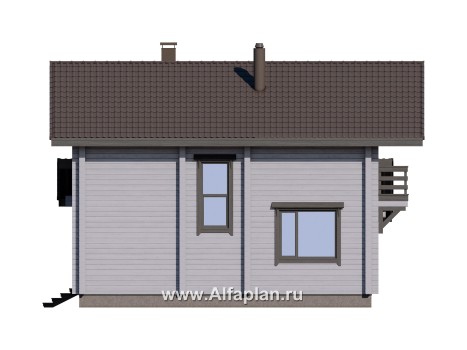 Проекты домов Альфаплан - Загородный дом из бруса с двускатной кровлей - превью фасада №2