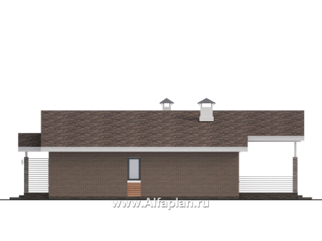 «Симплекс» -  проект одноэтажного дома из газобетона, с террасой, с двускатной крышей - превью фасада дома