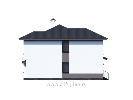 «Ренуар» - проект двухэтажного дома, планировка с двумя спальнями на 1 эт и вторым светом, фасад штукатурка - превью фасада дома