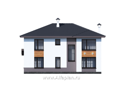 «Ренуар» - проект двухэтажного дома, планировка с двумя спальнями на 1 эт и вторым светом, фасад штукатурка - превью фасада дома