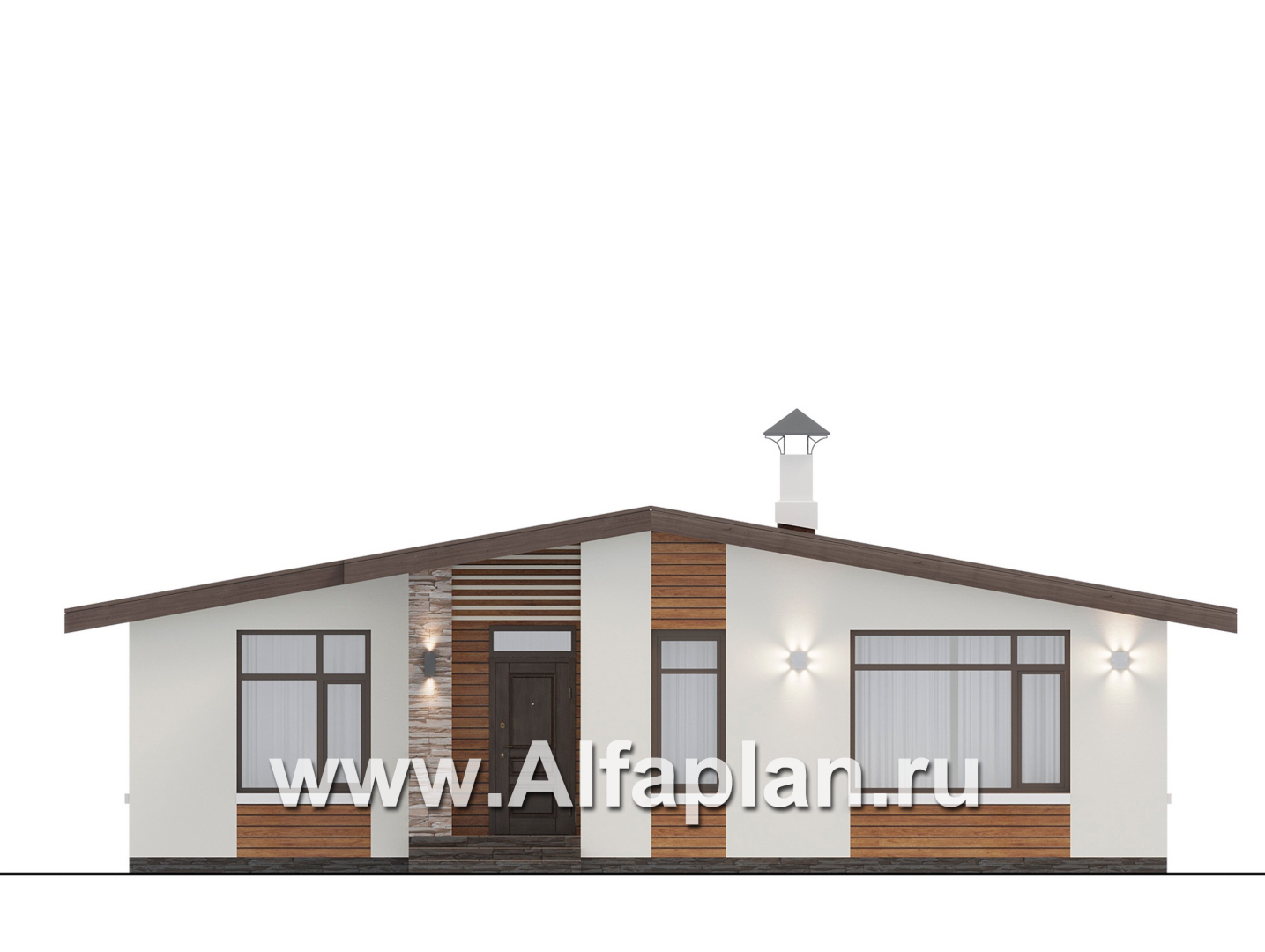 «Перламутр» - проект одноэтажного дома из газобетона, с террасой, 2 спальни - фасад дома