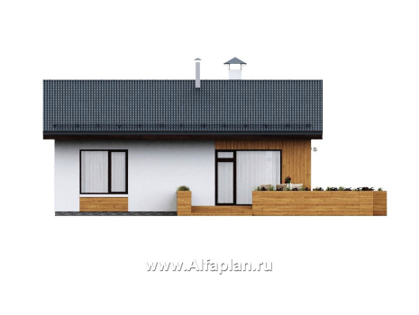 Проекты домов Альфаплан - "Литен" - проект простого одноэтажного дома с комфортной планировкой - превью фасада №4