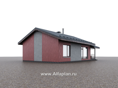 Проекты домов Альфаплан - "Литен" - проект маленького одноэтажного дома с комфортной планировкой, с террасой - превью дополнительного изображения №2
