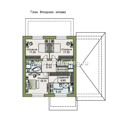 «Династия» - проект дома с мансардой, мастер спальня, с террасой и гаражом с мастерской - превью план дома