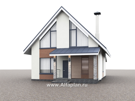 Проекты домов Альфаплан - "Генезис" - проект дома, с мансардой, с террасой в современном стиле - превью дополнительного изображения №1