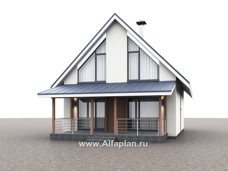 Проекты домов Альфаплан - "Генезис" - проект дома, с мансардой, с террасой в современном стиле - превью дополнительного изображения №3
