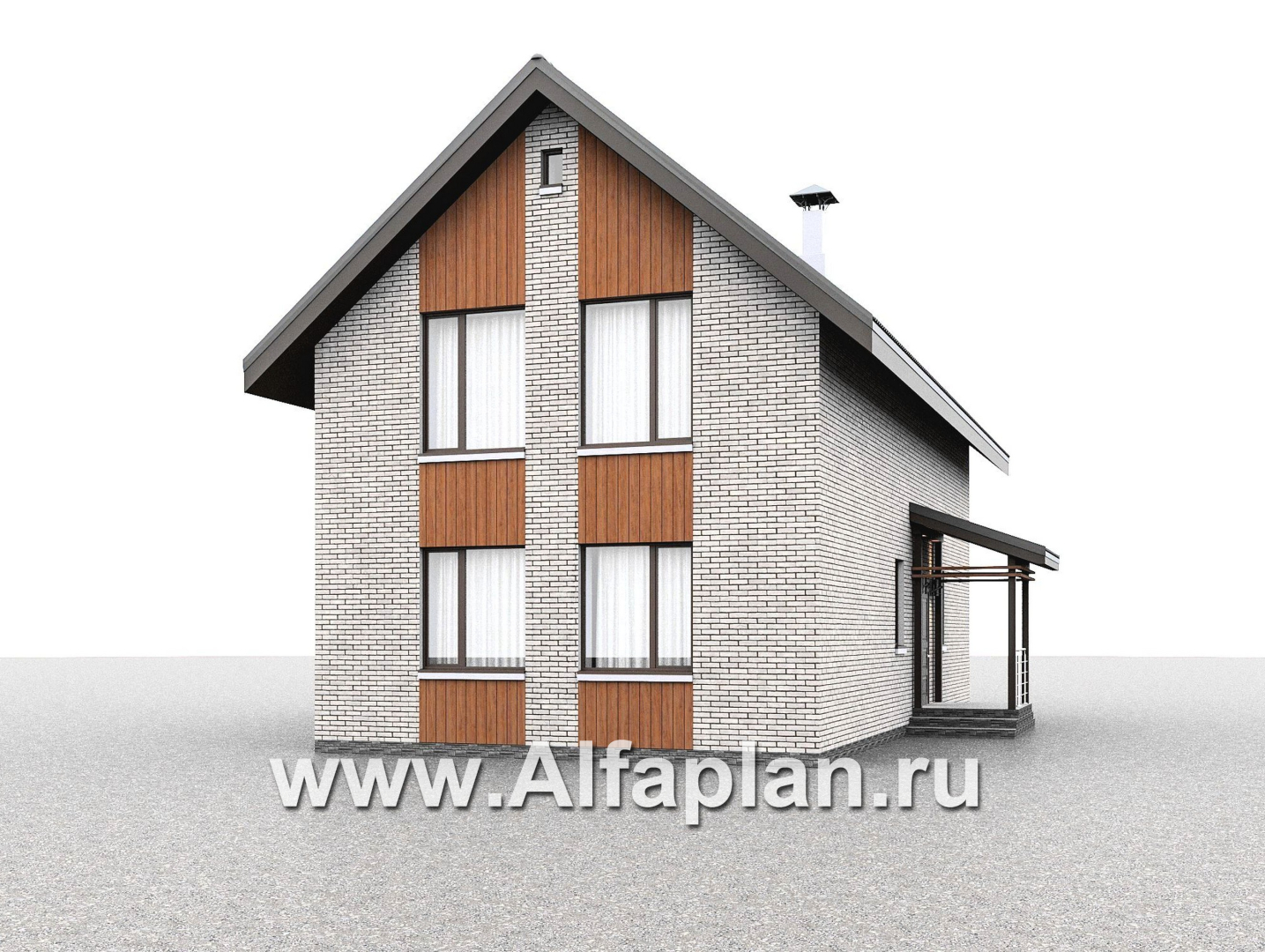 Проекты домов Альфаплан - "Мой путь" - проект дома из газобетона, 2 этажа, с террасой и с 5-ю спальнями - дополнительное изображение №2