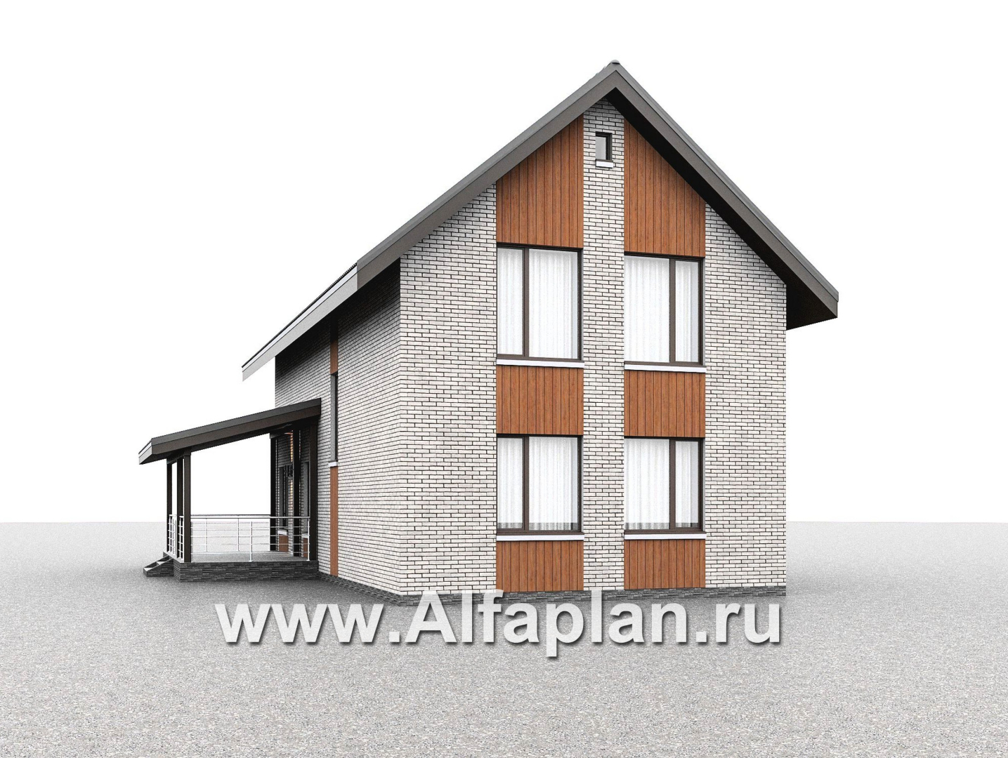 Проекты домов Альфаплан - "Мой путь" - проект дома из газобетона, 2 этажа, с террасой и с 5-ю спальнями - дополнительное изображение №3