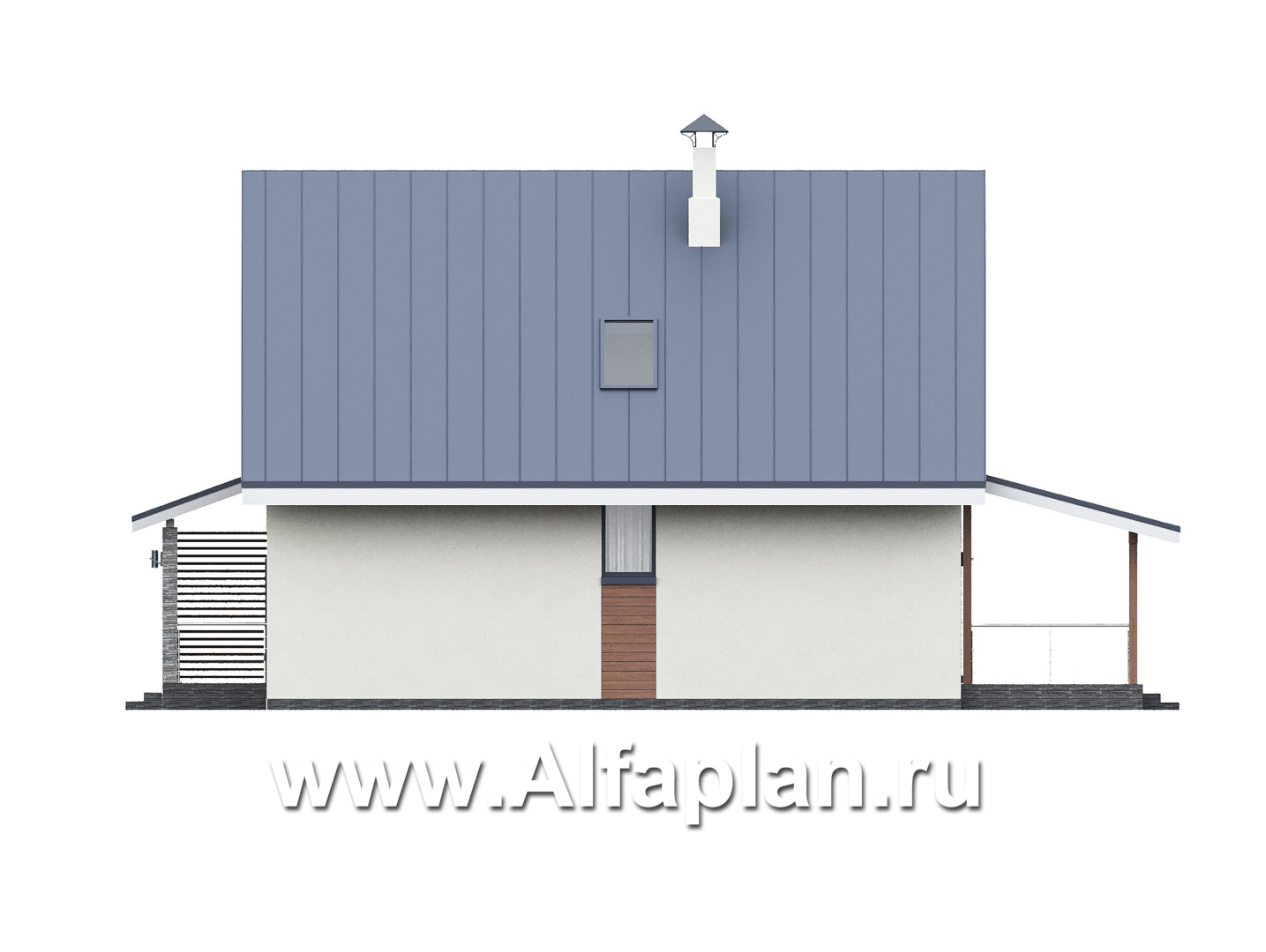 Проекты домов Альфаплан - "Генезис" - проект дома, с мансардой, с террасой в современном стиле - изображение фасада №2