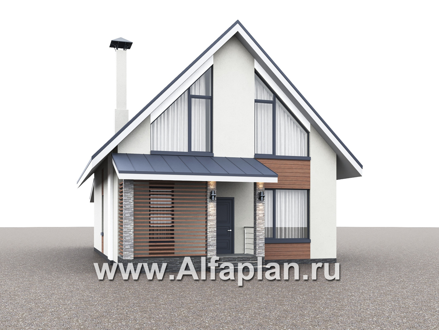 Проекты домов Альфаплан - "Генезис" - проект дома, с мансардой, с террасой в современном стиле - дополнительное изображение №1