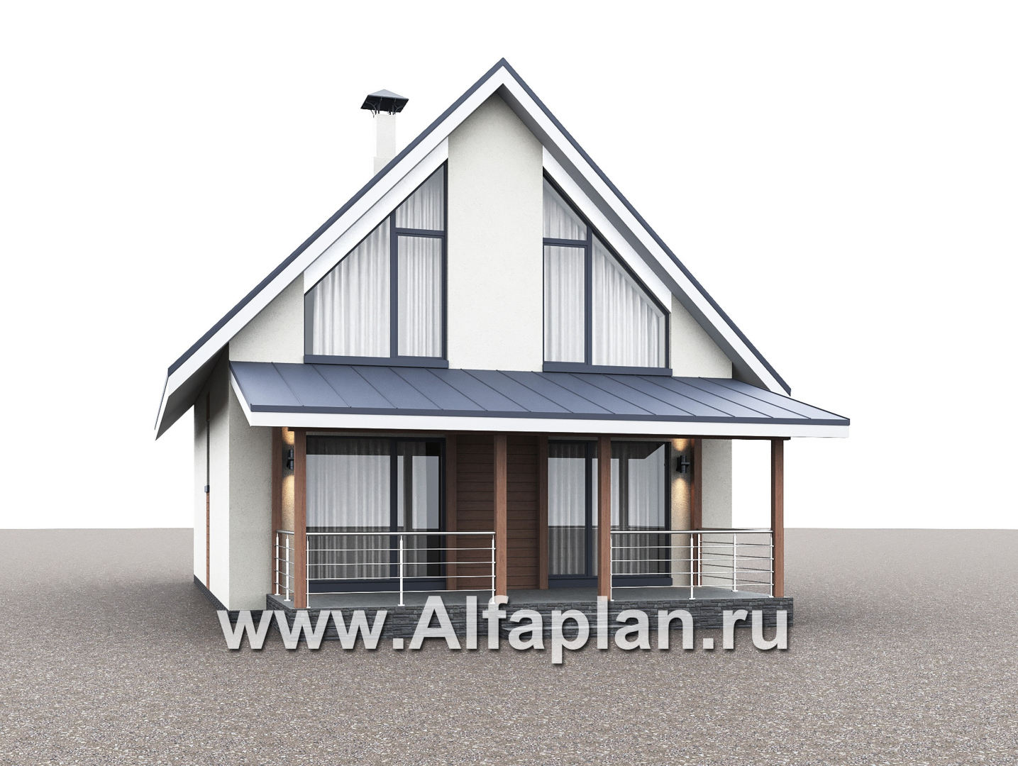Проекты домов Альфаплан - "Генезис" - проект дома, с мансардой, с террасой в современном стиле - дополнительное изображение №3