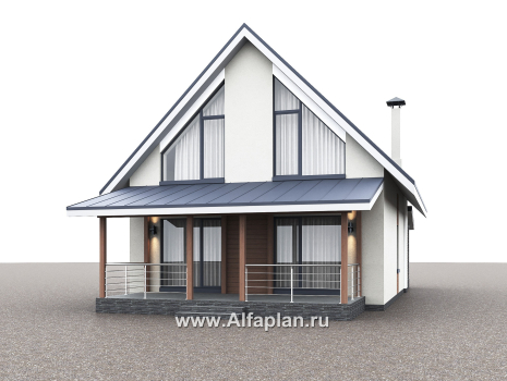 Проекты домов Альфаплан - "Генезис" - проект дома, с мансардой, с террасой в современном стиле - превью дополнительного изображения №2