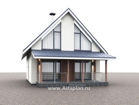 Проекты домов Альфаплан - "Генезис" - проект дома, с мансардой, с террасой в современном стиле - превью дополнительного изображения №3