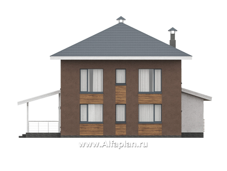 «Чистая линия» - проект дома, 2 этажа, с двусветной гостиной, с террасой, в современном стиле - превью фасада дома