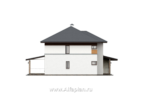 «Каменная гавань» - проект двухэтажного коттеджа, планировка две спальни на 1 эт и второй свет в гостиной, три мастер спальни, в стиле минимализм - превью фасада дома