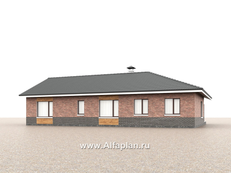 «Рубикон» - проект одноэтажного дома, планировка с панорамным эркером и с просторной террасой, в современном стиле - превью дополнительного изображения №2