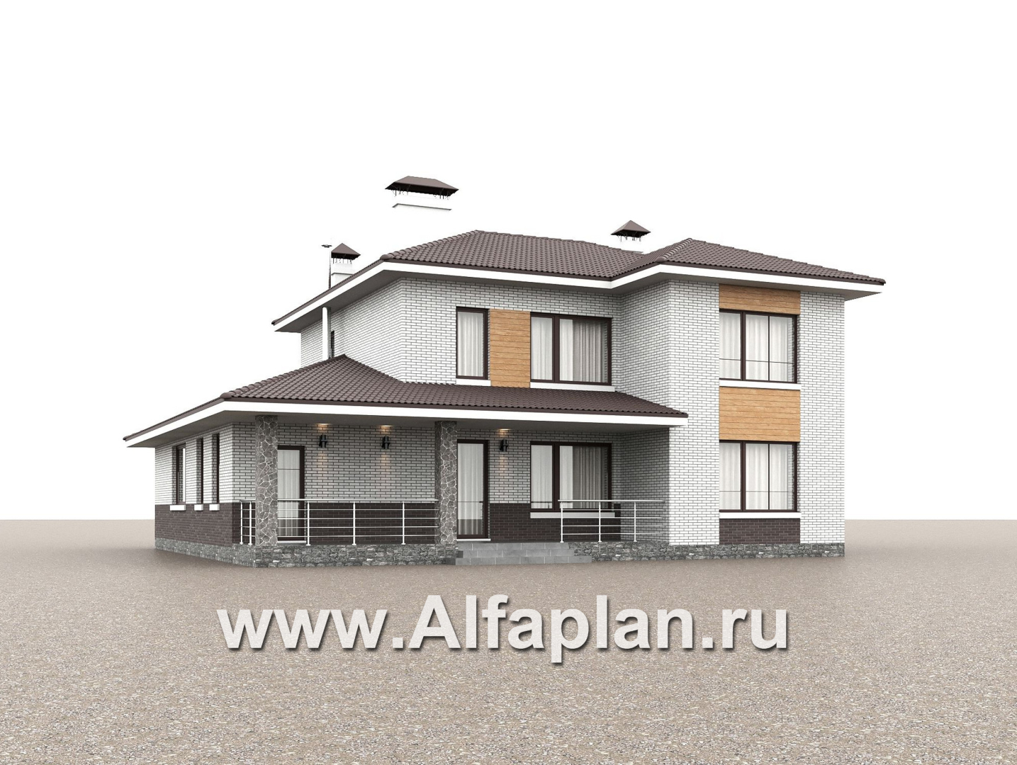 «Формула успеха» - проект двухэтажного дома из газобетона, в скандинавском стиле, удобный план дома с сауной - дизайн дома №2
