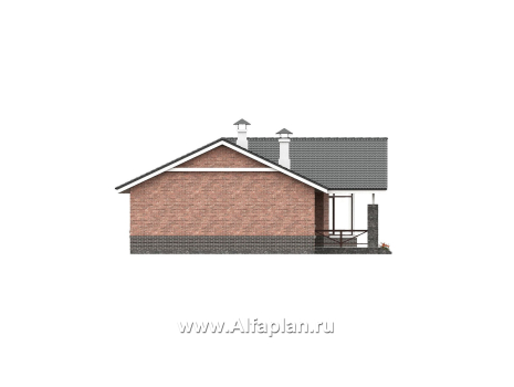 «Рубикон» - проект одноэтажного дома, планировка с панорамным эркером и с просторной террасой, в современном стиле - превью фасада дома