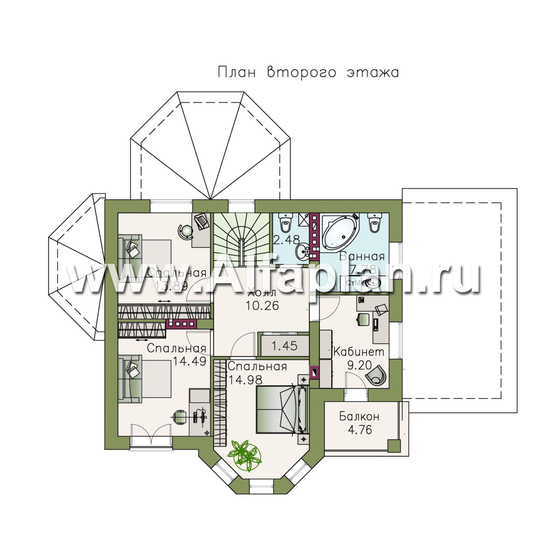 Проекты домов Альфаплан - «Классика плюс» - классический  особняк с цокольным этажом - изображение плана проекта №3