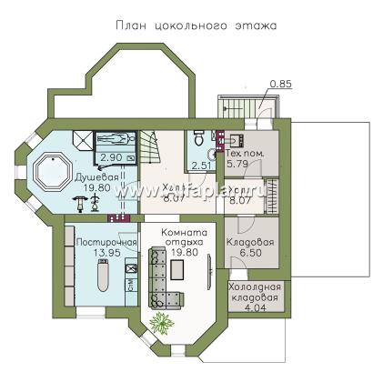 Проекты домов Альфаплан - «Классика плюс» - классический  особняк с цокольным этажом - превью плана проекта №1