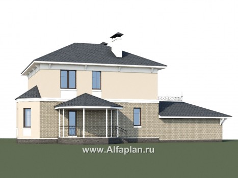 Проекты домов Альфаплан - «Классический» - двухэтажный особняк с эркером и гаражом на два автомобиля - превью дополнительного изображения №1