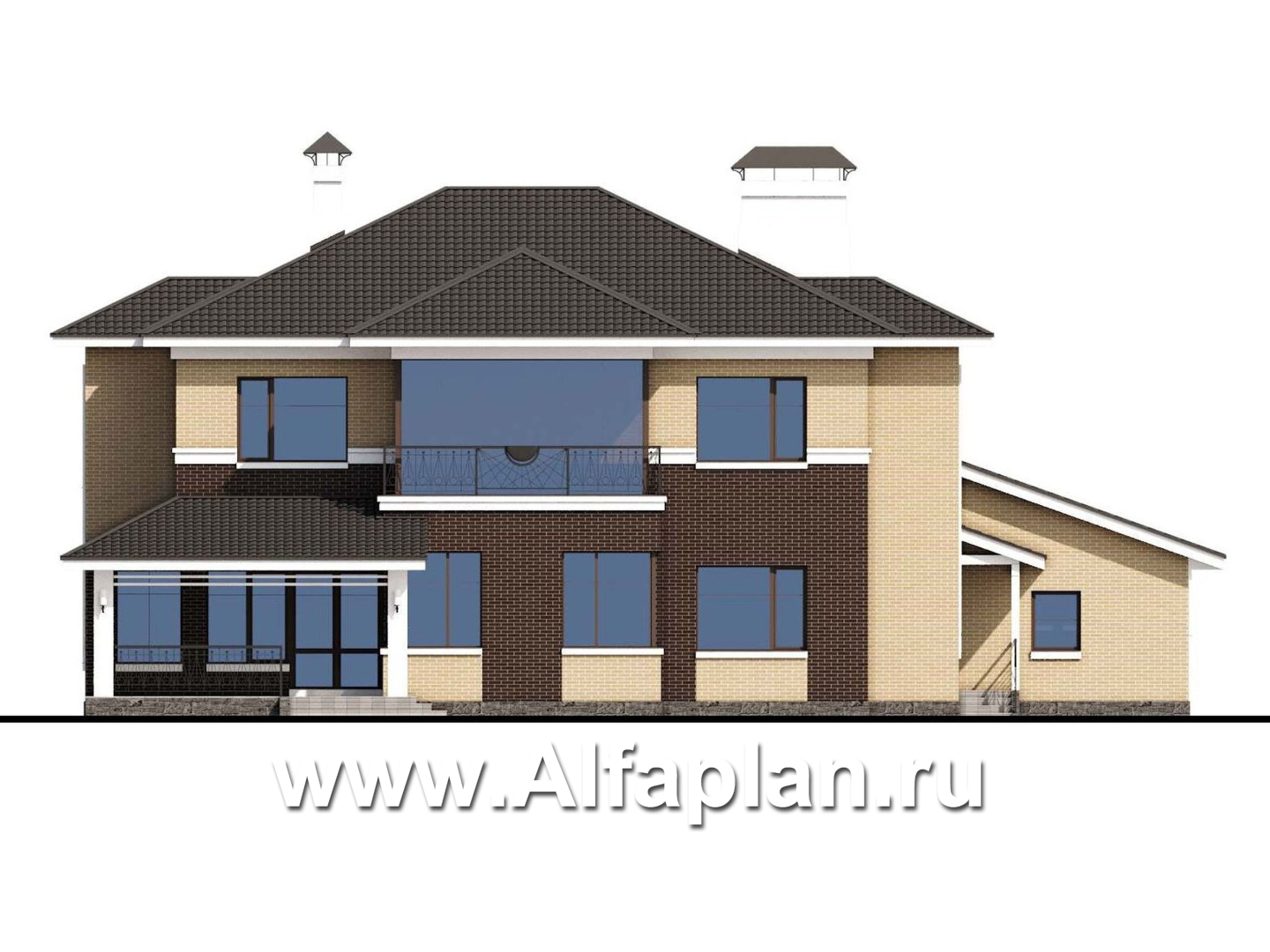 Проекты домов Альфаплан - Вилла «Эдельвейс» — современный комфортабельный особняк - изображение фасада №4