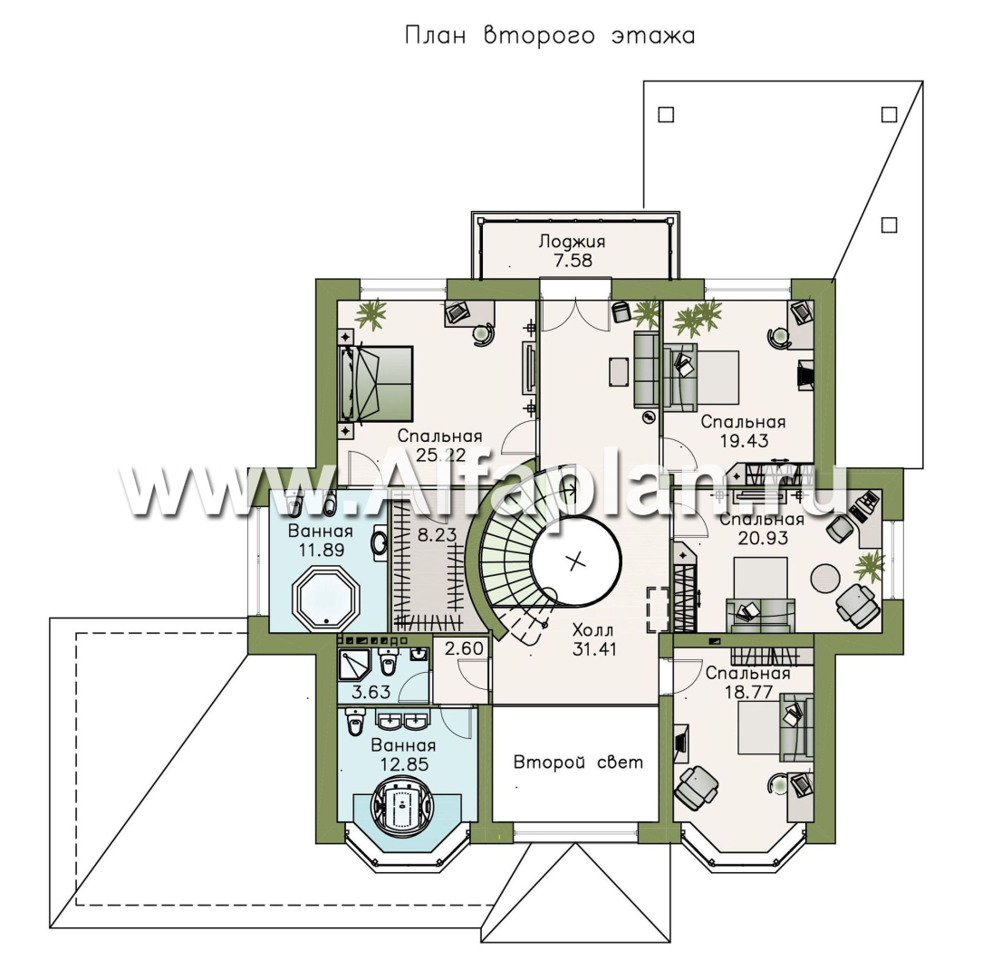 Проекты домов Альфаплан - Вилла «Эдельвейс» — современный комфортабельный особняк - изображение плана проекта №2