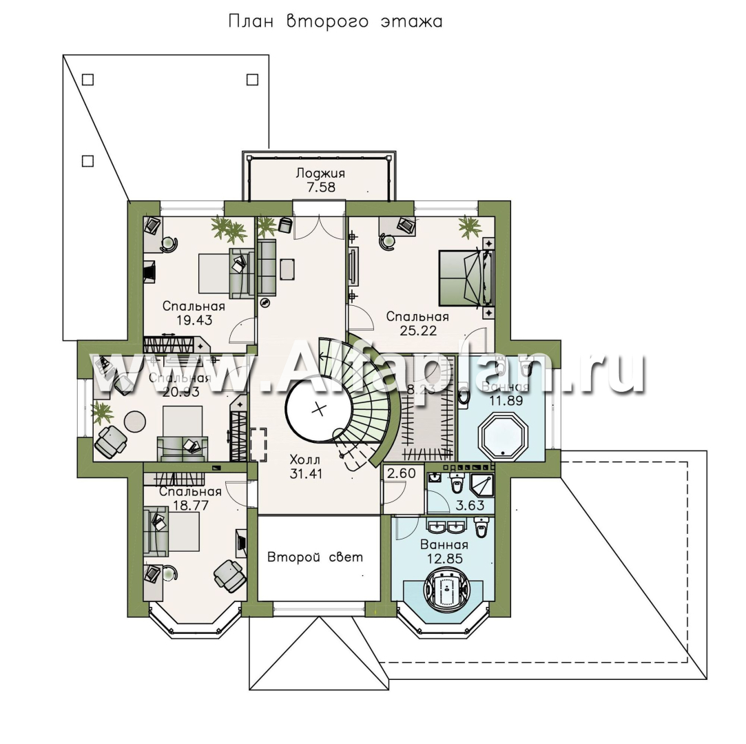 Проекты домов Альфаплан - Вилла «Эдельвейс» — современный комфортабельный особняк - изображение плана проекта №2