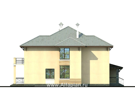 Проекты домов Альфаплан - «Монтекки» - двухэтажный коттедж с гаражом на две машины - превью фасада №2