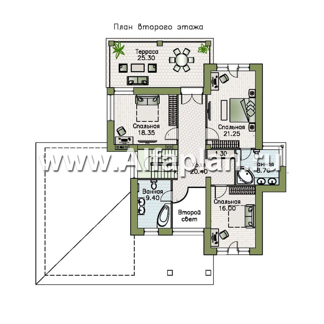Проекты домов Альфаплан - «Монтекки» - двухэтажный коттедж с гаражом на две машины - изображение плана проекта №2
