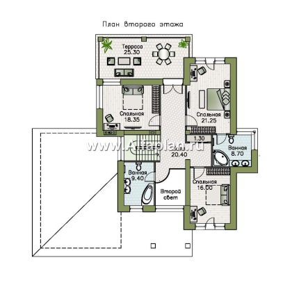 Проекты домов Альфаплан - «Монтекки» - двухэтажный коттедж с гаражом на две машины - превью плана проекта №2
