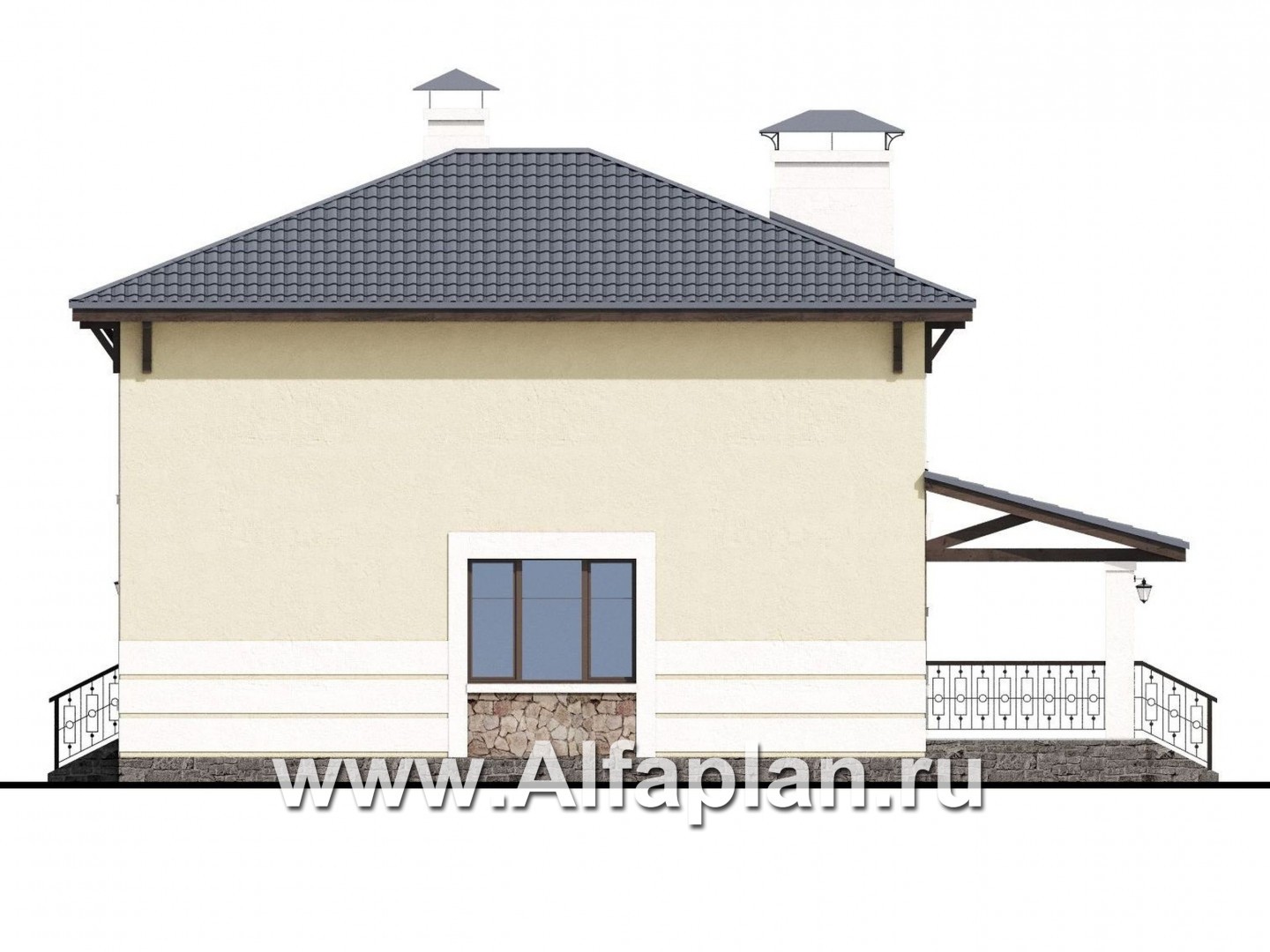 Проекты домов Альфаплан - «Манор» — сбалансированный комфортный коттедж - изображение фасада №2
