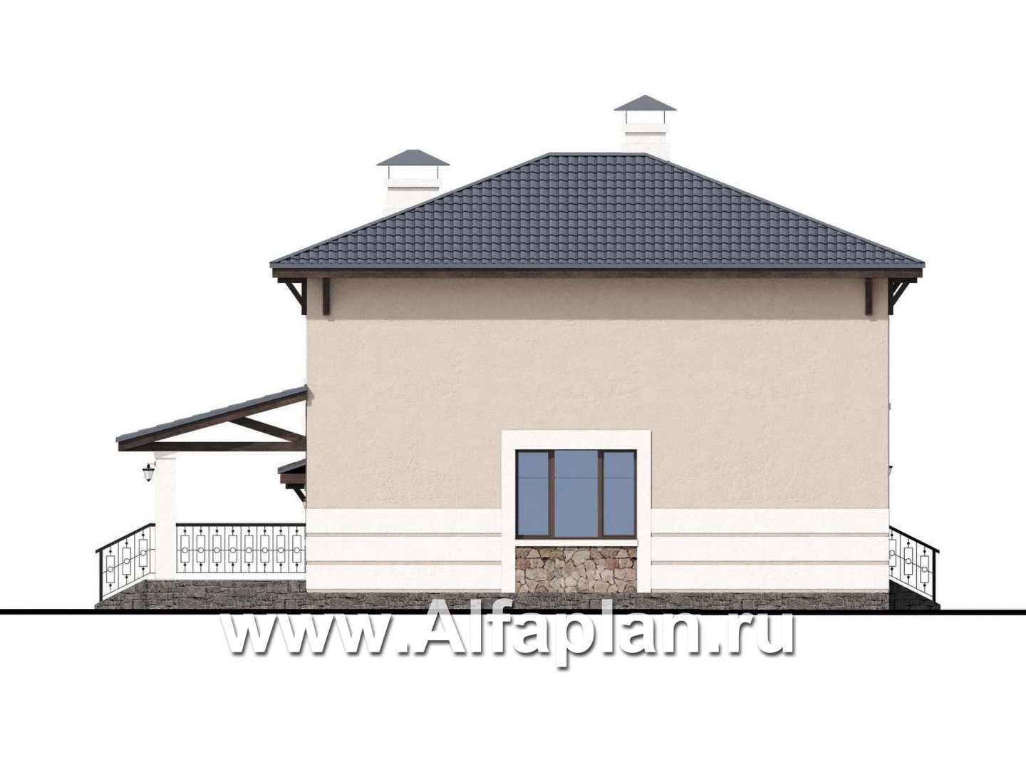 Проекты домов Альфаплан - «Манор» — сбалансированный комфортный коттедж с гаражом - изображение фасада №2
