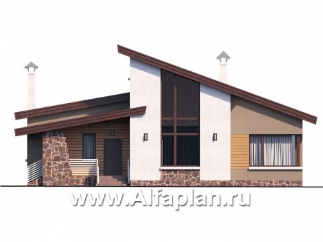 Проекты домов Альфаплан - «Каприкорн» - комфортабельный коттедж с бильярдной - превью фасада №1