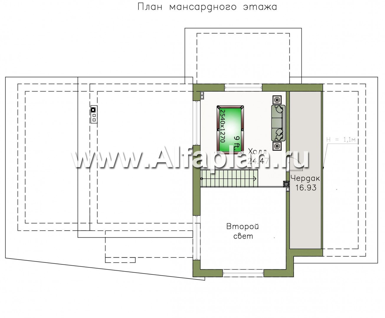 Проекты домов Альфаплан - «Каприкорн» - комфортабельный коттедж с мансардой и гаражом - план проекта №2