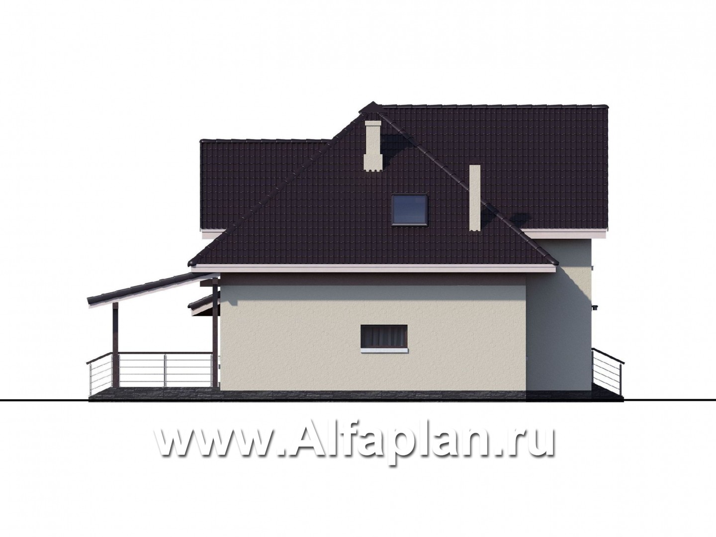 Проекты домов Альфаплан - «Кассиопея» - комфортабельный мансардный дом с большим гаражом - изображение фасада №3