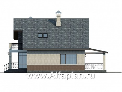 Проекты домов Альфаплан - «Бергедорф» - экономичный дом с двускатной кровлей - превью фасада №2