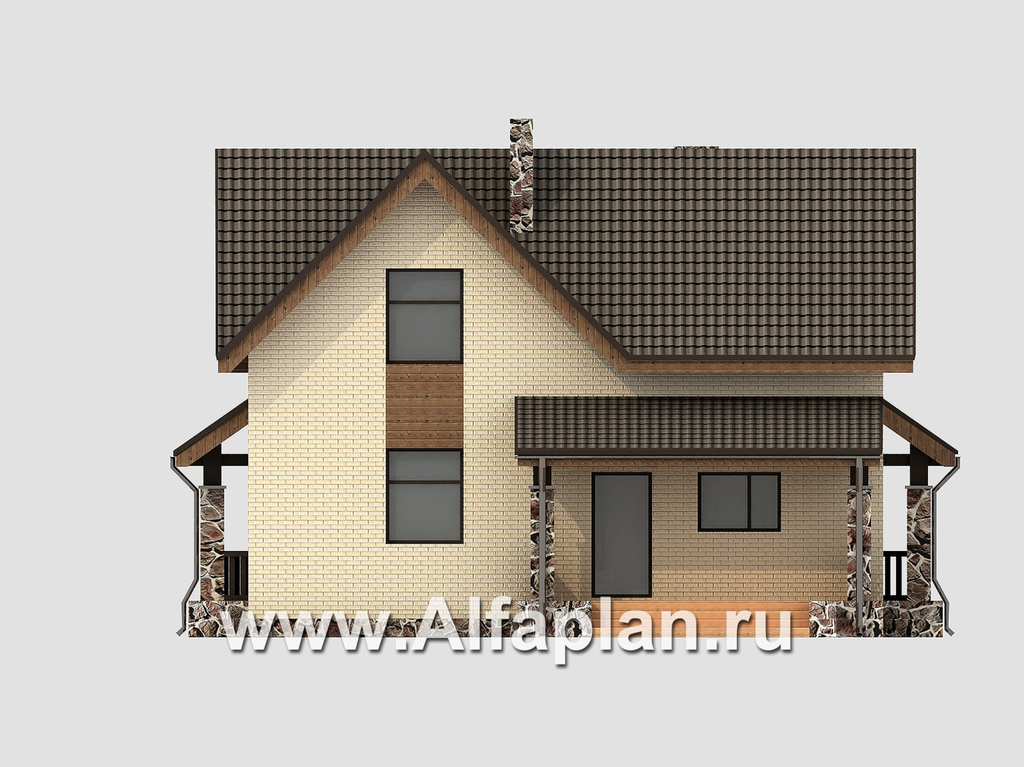 Проекты домов Альфаплан - Проект небольшого уютного коттеджа - изображение фасада №4