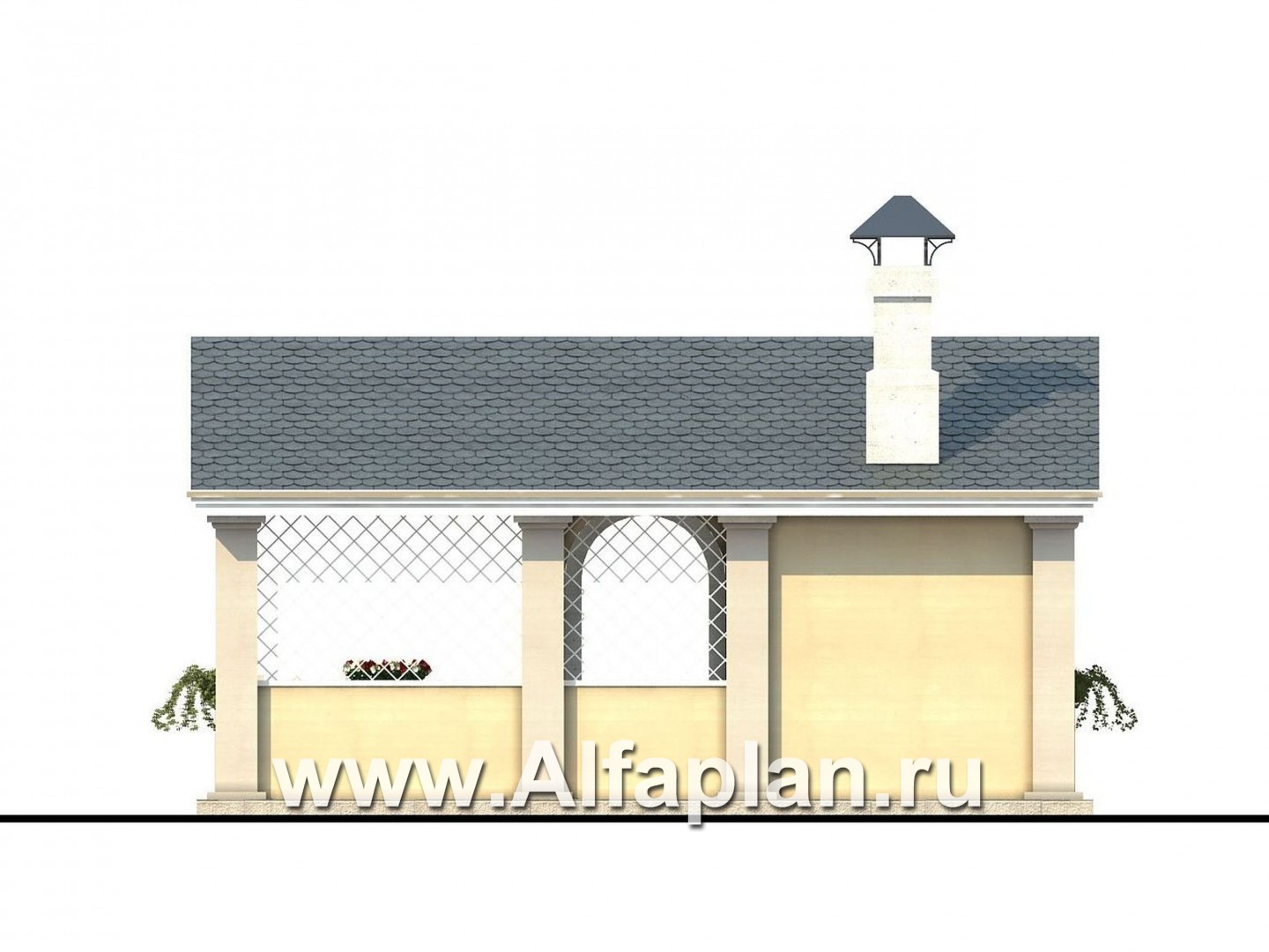 Проекты домов Альфаплан - Беседка-павильон с камином - изображение фасада №4