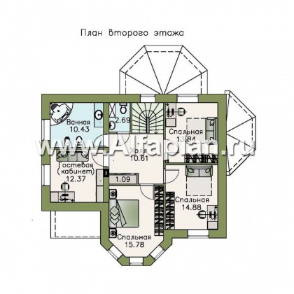 Проекты домов Альфаплан - «Успех» -двухэтажный дом  с верандой и эркером - превью плана проекта №2