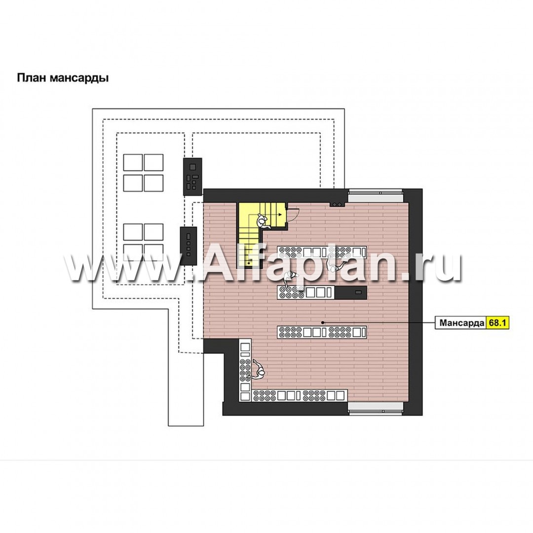 Проекты домов Альфаплан - Современный трехэтажный кирпичный коттедж - план проекта №3